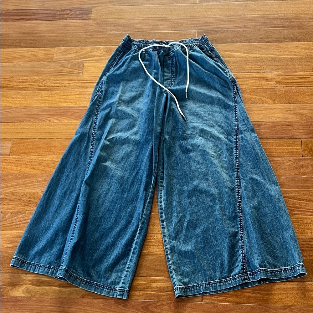 BDG Adriane Ultra Wide Leg Blue Denim Pants Jeans with Elastic Waist M - Picture 3 of 5